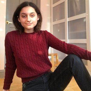 American Apparel Burgundy Cable Knit Sweater